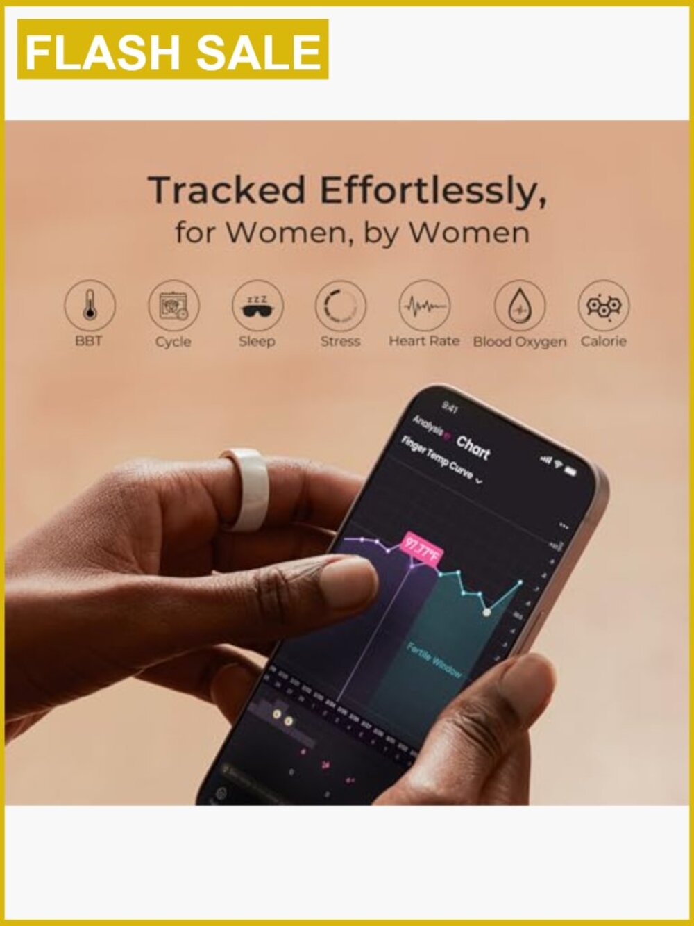 Smart Ring Gen2 Ceramic Sleep Heart Rate Fertility Tracker Size 8 - Picture 5 of 6